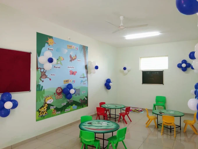 Bright, decorated classroom interior
